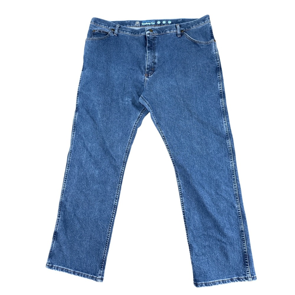Wrangler 47 Cowboy Cut Jeans Mens 42x32 Blue‎ Denim Stretch Western Workwear
